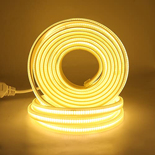 COB LED Streifen, XUNATA 220V 288leds/m Superhell Hohe Dichte, Kein Bleidraht, Flexibles COB LED Lichtband Strip für Schlafzimmer Küche DIY Innendekoration (Warmweiß, 6M) Cover