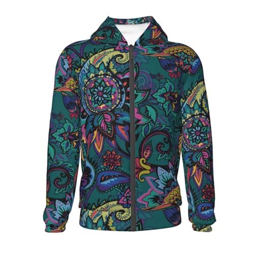 Oriental Paisley Kid Hoodies Boys Zip Up Sweatshirts Girls Pullover with Pocket2