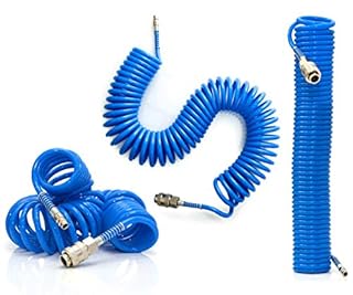 Tubo Aria Compressa Spirale 10 Metri Flessibile Per Compressore Raccordo Blu