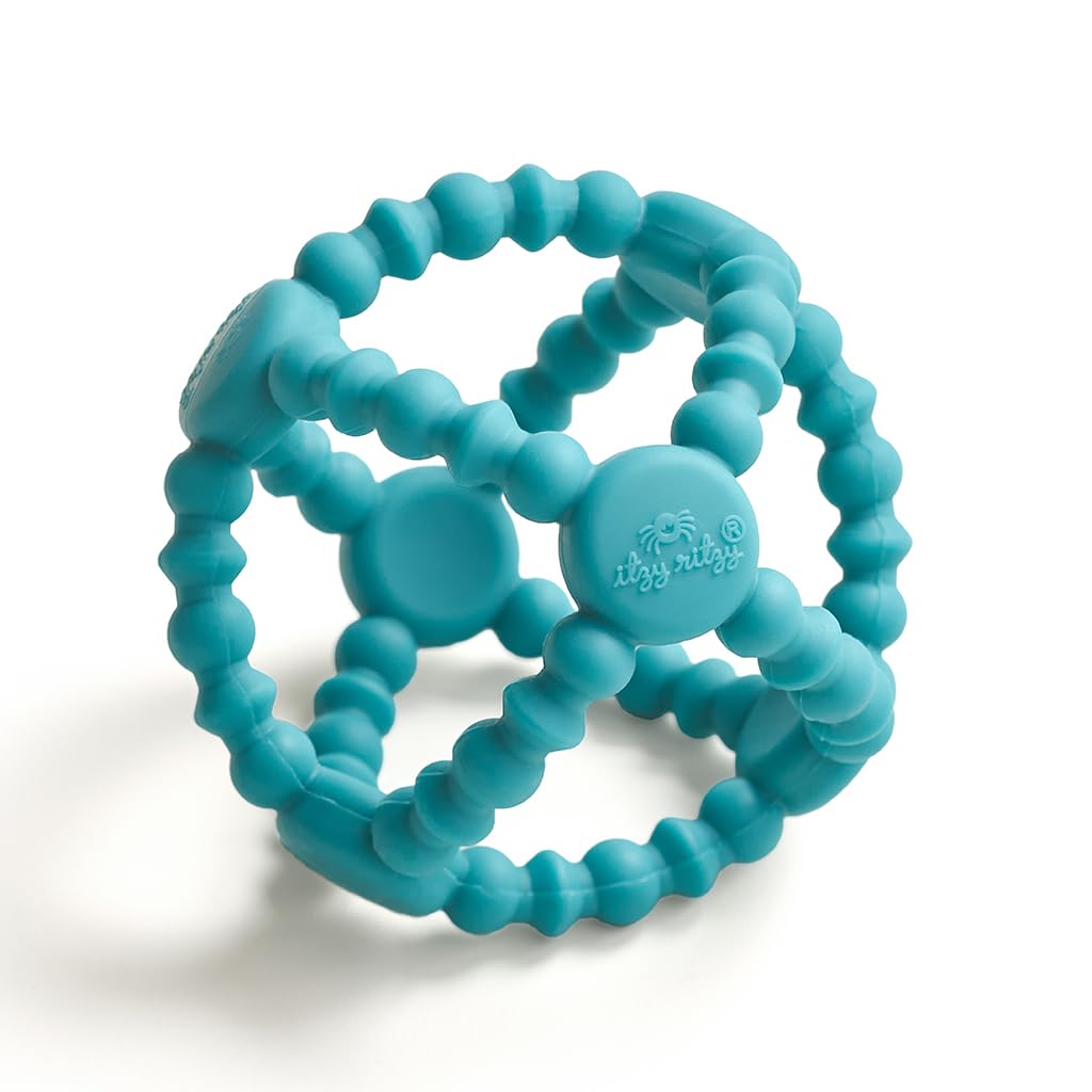 Itzy Ritzy Silicone Teething Ball Flexible Teether (Teal)