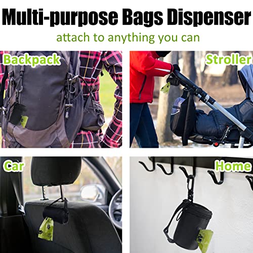 Aosbos Dog Poop Bag Holder For Leash, Dog Waste Bag Dispenser, Small Zipper Pouch With Adjustable Strap, Doggie Walking Accessories Outdoor, Black #TOP6