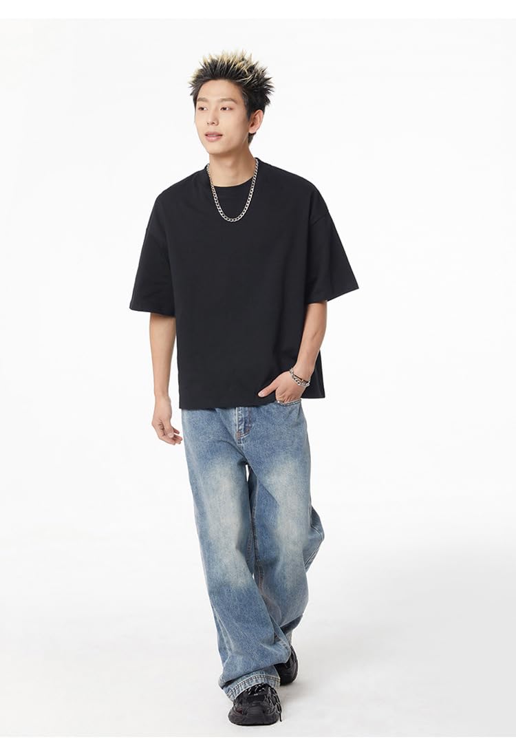 Men's Cotton T-Shirt Summer Round Neck Breathable Casual Loose Short Sleeve Tops
