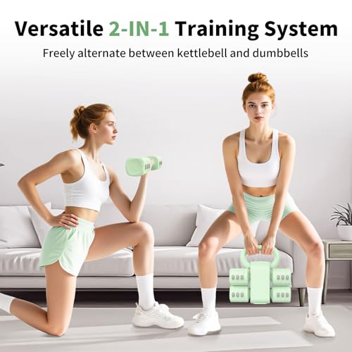 Image of Hezeyferg 2-in-1 Adjustable Dumbbells Set, 4 Levels Weight Dumbbells Set for Women Men, Each 2.2 /3.3 /4.4 /5.5lb Hand Weights with Kettlebell Form for Home Gym Exercise Training