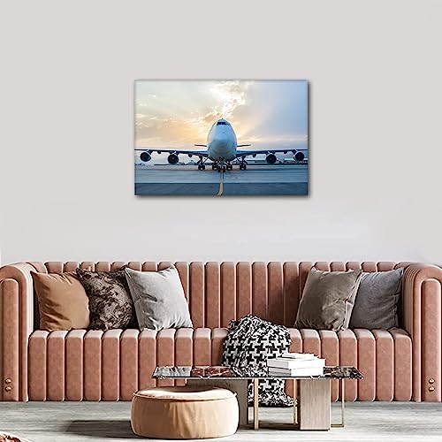 Impression sur toile Boeing 747-8 coucher de soleil cadre vertical - 3