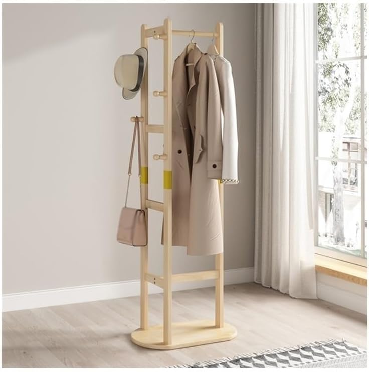 Freestanding floor coat hanger Corner Coat Rack Floor Bedroom Master Bedroom Wardrobe Corner Hanger Living Room Indoor Clothes Rack Tall floor cloak rack(Wood Color) (Wood Color)