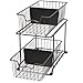 SimpleHouseware 2 Tier Cabinet Wire Basket Drawer Organizer, Brown