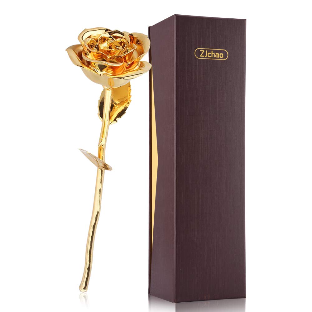 ZJchao - Rosa chapada en oro, de excelente calidad, regalo ideal para el día de la madre o cumpleaños
