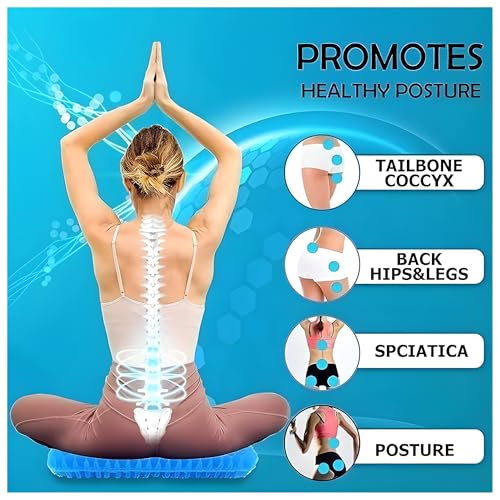 Image of Devera Gel Seat Cushion for Office Chair & Car Driver, Honeycomb Silicone Gel Cooling Seat Cushion, Breathable Pressure Relief Sitting Cushion, Black 36x30x3.5cm (Square)