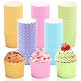 HavaCue 160 Stück Cupcake Förmchen, Muffins Papierförmchen, Muffinform Papier, Muffinformen Papier Stabil für Backtage, Hochzeiten, Geburtstag, Party (Polka Dots, Gelb, Violett, Grün, Rosa, Blau)