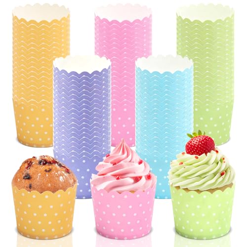 HavaCue 160 Pièces Caissettes Cupcake Papier, Colorés Caissette Muffins Papier Pois, Moule Cupcake Individual pour Cuisson, Desserts, Fêtes, Anniversaires,...