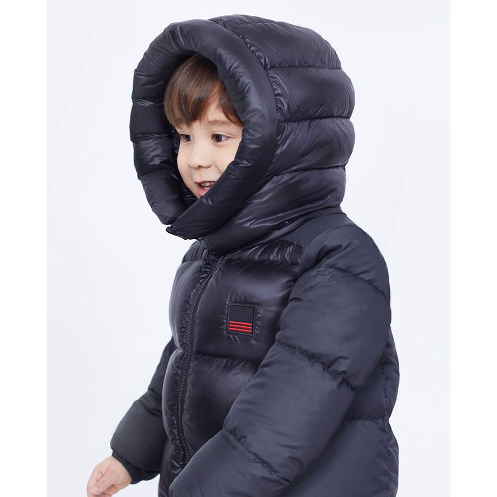 Piumino Per Bambini Con Cappuccio Trapuntato Le Stagioni Imbottito Resistente All'acqua Unisex Giacca Per Bambini Isolato Inverno Cappotto Per Ragazzi Ragazze Sciare Campeggio Rosso Nero (1-8 Anni)