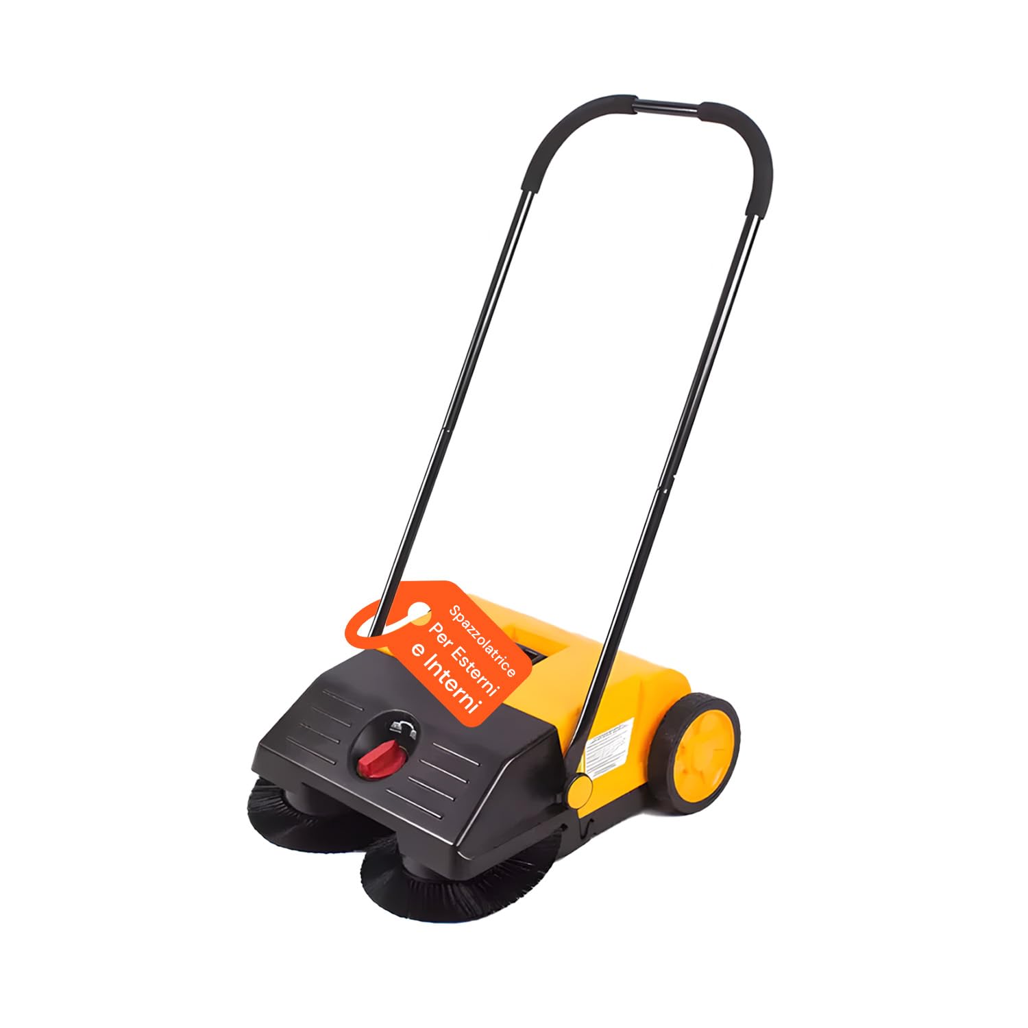 Spazzatrice Manuale a Spinta con Raggio 55 cm, 25 lt – Facile da Riporre e Regolabile, Adatta per Pulizia Prato, Pavimenti Esterni e Superfici Ruvide