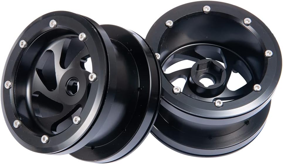 MOHERO 2.2” Alloy Beadlock 1/10 RC Wheels Rims 40mm for Axial Wraith 90018 90048 90053 RBX10 Gen7 Gen8 TRX6 SCX10-III Pack of 4 (Black)