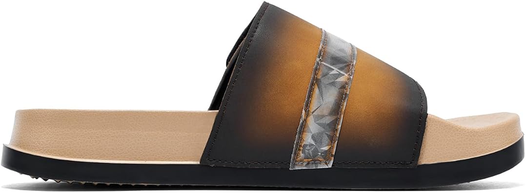Bojiacha] Men's Slide Sandals - Premium Gradient Cushion Sliders with Accent Band, Lightweight Ergonomic Non-Slip Open Toe