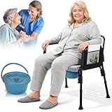 Hybodies Bariatric Bedside Commode Chair - Heavy Duty 1000 Lbs Capacity - Extra-Wide Seat & Adjustable Height - 3 in 1 Steel Frame Over-the-Toilet Commode for Obese, Elderly & Disabled