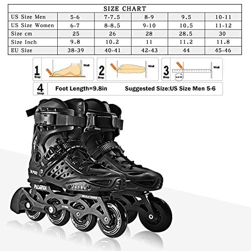 Pasendi Professional 4X80Mm Wheels Inline Skates,Outdoor Fitness Single Row Roller Skates For Adult Women Men, Black Roller Blades Adult Male.us Men9.5/Women10.5/28.5Cm,Black #TOP5