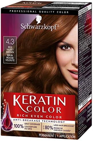 Schwarzkopf Keratin Color Permanent Hair Color Cream, 4.3 Red Velvet Brown