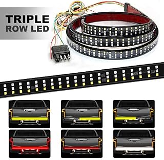 HYB LED Tailgate Light Bar Triple Row 60 Inch Red Brake Running Amber