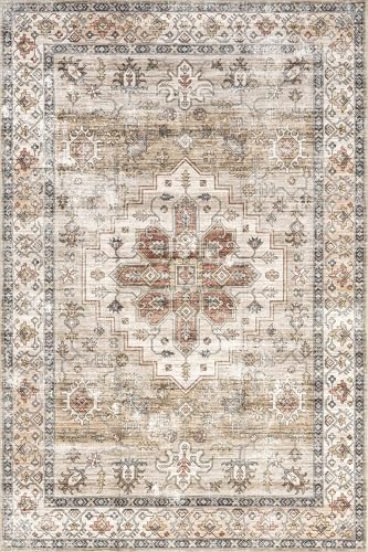 Tapis lavable en machine Nuloom Maelynn médaillon beige de qualité - 3