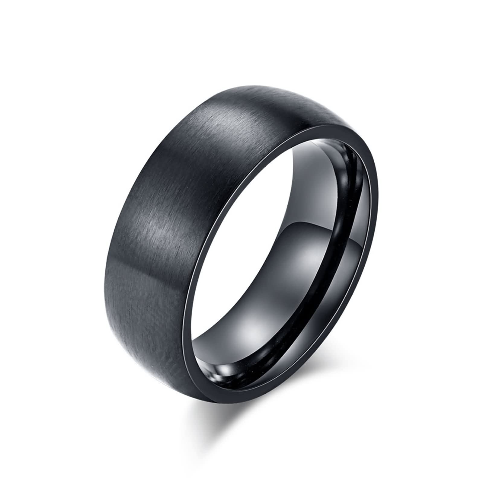 BanemiAnillos para Hombre Compromiso, Acero Inoxidable Anillos Compromiso Cepillado Mate Negro Hombre Anillo de Compromiso Talla 9.5-30