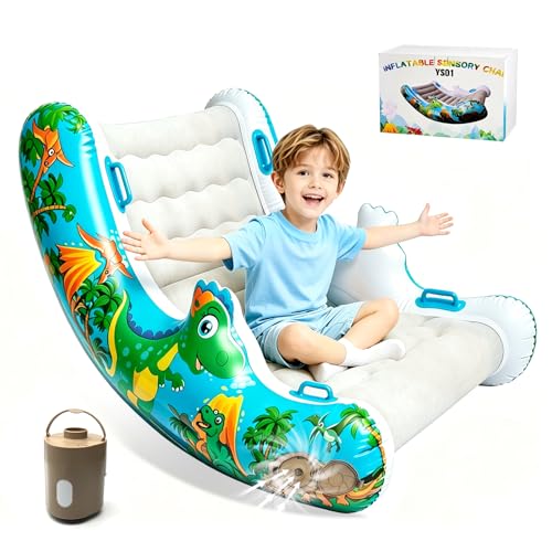 Sensory Inflatable Rocking Chair-Toddler Inflatable Rocking Chair for Sensory Needs ADHD & Calming Built in dual function air pump Autism Sensory Products for Sensory Room Ideal Gift for BoysGirls
