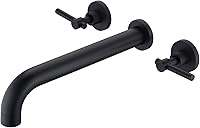 SUMERAIN Matte Black Wall Mount Tub Filler Faucet - Solid Brass, 9.7GPM High Flow, 11.3" Long Spout, Lever Handles S2134DI