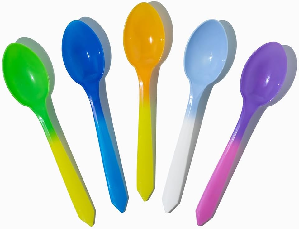 UNIQIFY Color Changing Dessert Spoons - Mixed Colors 1 Full Case (1000 Spoons)