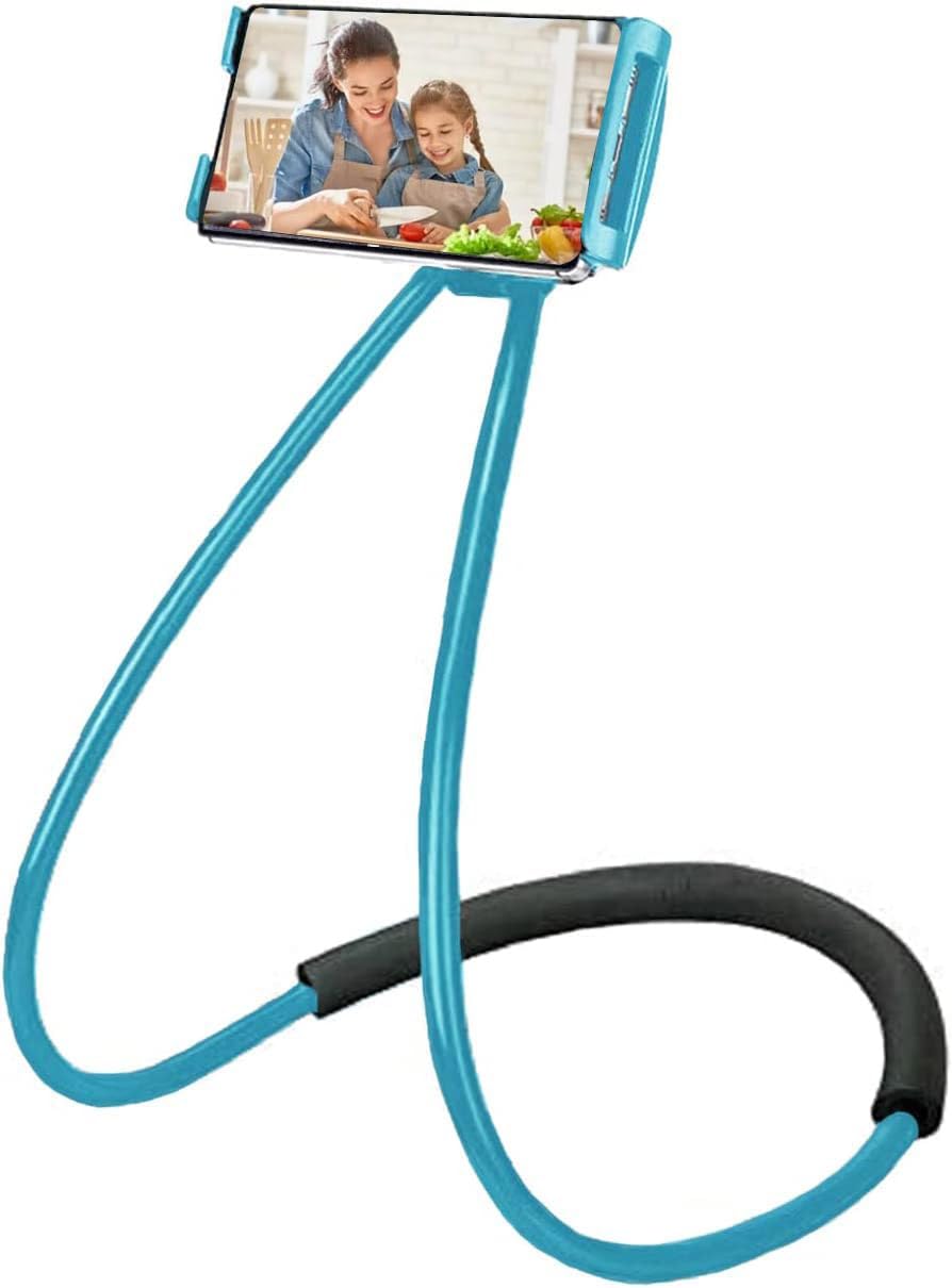 NCElec Neck Cell Phone Holder for Desk Bed,Bike and Motorcycle Phone Mount,Lazy Bracket Mobile Phone Stand Holder (Blue)