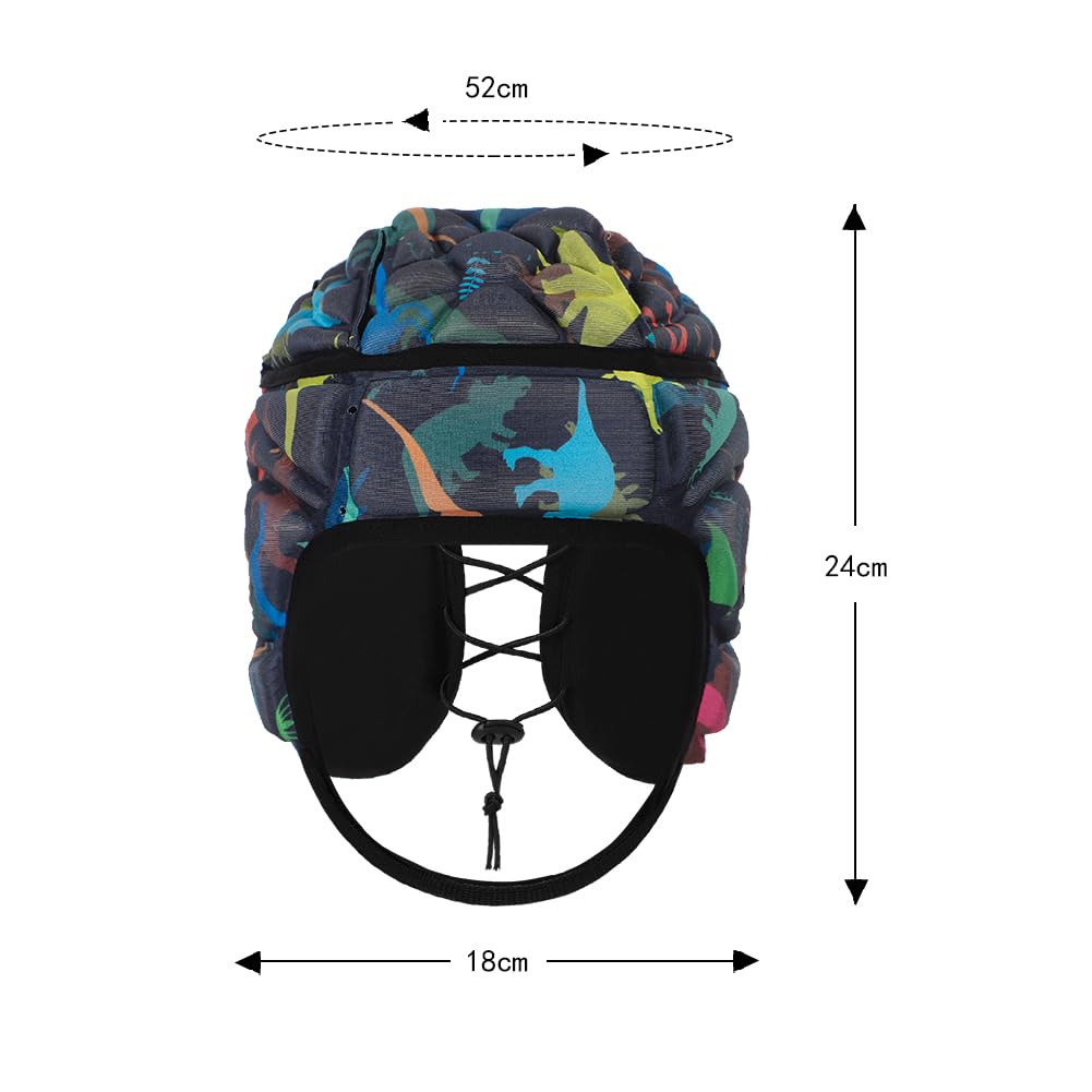 Padded Rugby Helmet Protective Soft Shell Flag Football Soccer Headgear Adjustable Protector Cap for Youth Kids