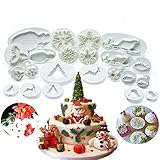 (Set of 22) Christmas Cookie Cutter Set, Fondant Plunger Cutters and Molds for Cupcake Cake Topper...