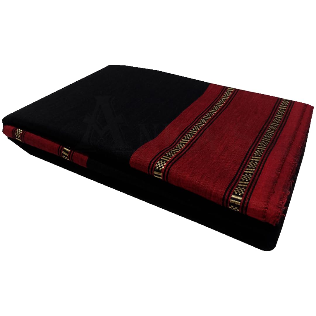 Anka's Handmade Bharatanatyam & Kuchipudi Dance Practice Cotton Saree (Black With Red And Silver Colour Rudrakshi Border)-image-11