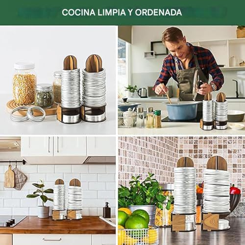 Soporte para tapas de conservas y aros de madera para tarros de mermelada 5
