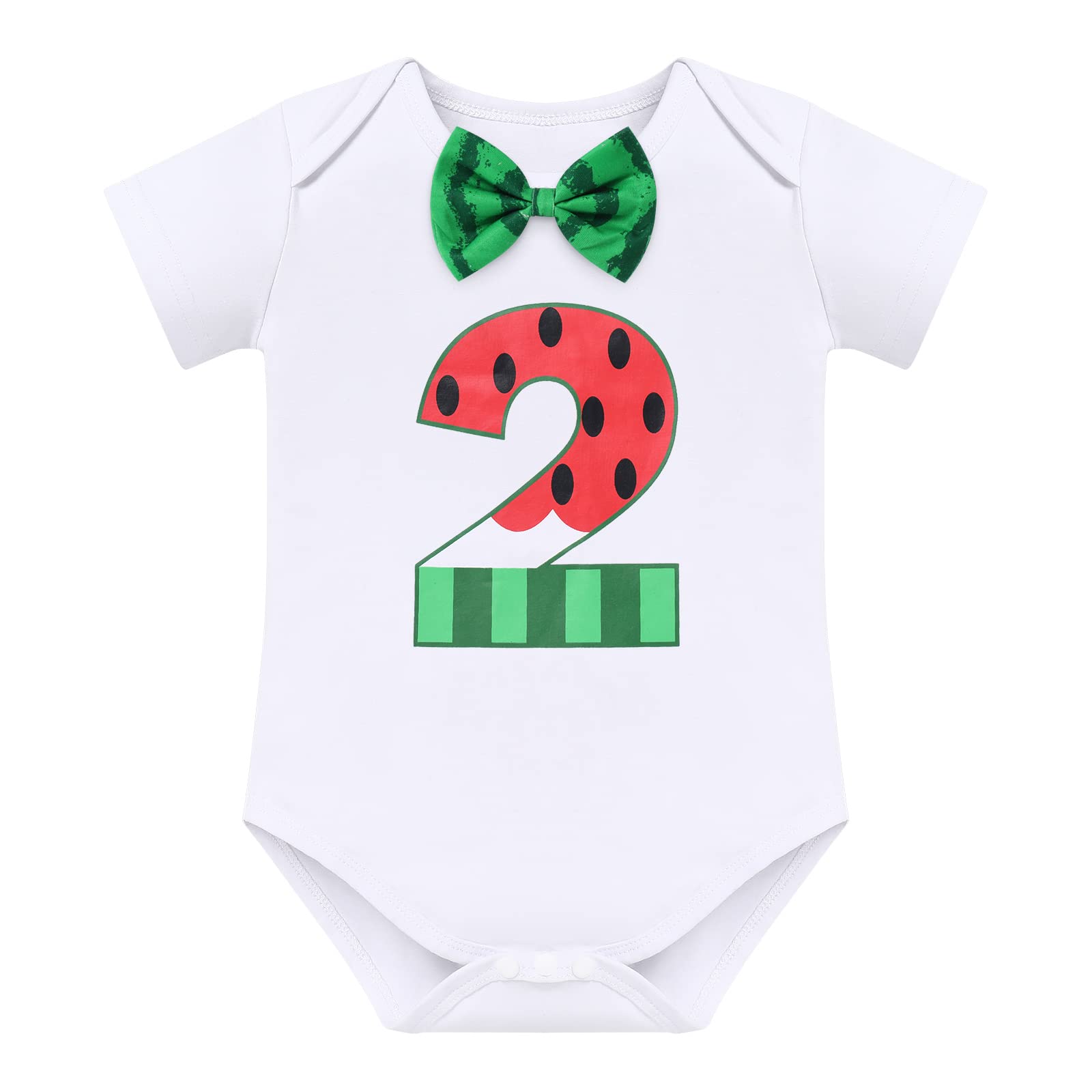 Toddler Baby Boy Melon Birthday Outfit Rainbow Romper Bodysuit & Shorts Pants & Y-back Suspenders Smash Cake Kids Two Years Old Summer Photo Shoot Holiday Clothes Supplies Watermelon - 2nd 24 Months