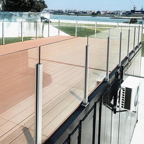 304 Stainless Steel Glass Balustrade Post System - Indoor & Outdoor Railing for Deck, Balcony, Attic, Staircase, Corner Post - 39.4 inch (100cm) Durable & Stylish Safety Solution
