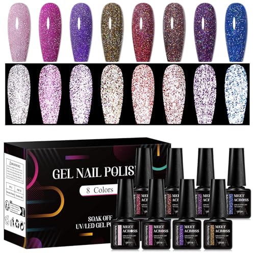 Set de Esmaltes en Gel Reflectantes Glitter 8 Colores miniatura 1