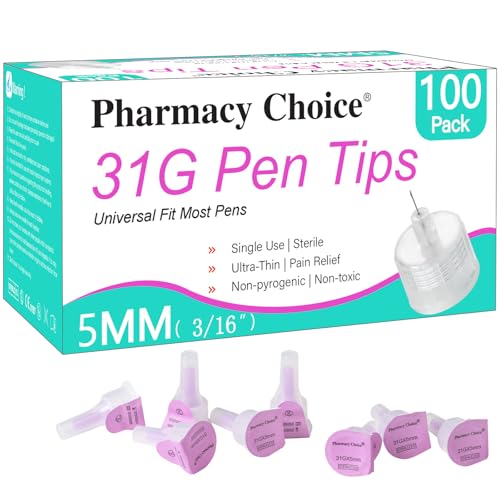 31G x 5mm(3/16) Pen Tips Universal Fit SterileUltra-Thin Wall Technology. Comfortable and Precise100 Count