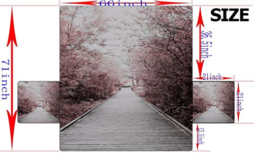 A.monamour Sofa Slipcovers Sofa Covers Wooden Planks Path Bridge Cherry Blossoms Flower Tree Forest Nature Scenery Velvet Slip Resistant Armchair Couch Sofa Furniture Protector Fabric Covers For Pets #TOP3