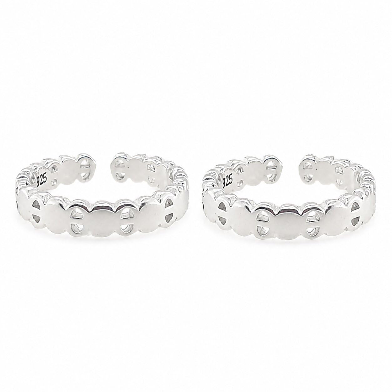 925 Sterling Silver Adjustable Toe Rings for Women | Designer Open Band Bichiya Pair | Lightweight Daily Wear Foot Jewellery | Traditional & Modern Band Design-image-27