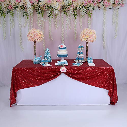 Trlyc Sequin Tablecloth Rectangular Red Sequin Table Cloth for Wedding-60x105