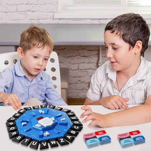 Wortspiel, Buchstaben Spiel, Brettspiele für Kinder und Erwachsene mit 2 Modi, 24 Tasten Buchstaben Drücken Familienspiel Partyspiele, Puzzlespiel für Jungen und Mädchen ab 3 Jahren,2–8 Spieler (Blau)