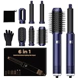 UKLISS Cepillo Secador de Pelo 6 in 1, Hair Styler Set con Hair Dryer, Rizador Pelo Automatico, Moldeador de Pelo, Thermal Brush, Hair Curler, Cepillo Alisador Pelo Regalos para Mujeres Styling -Azul