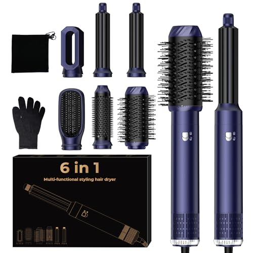 UKLISS Cepillo Secador de Pelo 6 in 1, Hair Styler Set con Hair Dryer, Rizador Pelo Automatico, Moldeador de Pelo, Thermal Brush, Hair Curler, Cepillo Alisador Pelo Regalos para Mujeres Styling -Azul UKLISS Cepillo Secador de Pelo 6 in 1, Hair Styler Set con Hair Dryer, Rizador Pelo Automatico, Moldeador de Pelo, Thermal Brush, Hair Curler, Cepillo Alisador Pelo Regalos para Mujeres Styling -Azul