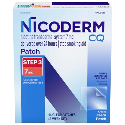 NicoDerm CQ 7mg Step 3 Nicotine Patches to Help Quit Smoking - Stop Smoking Aid, 14 Count