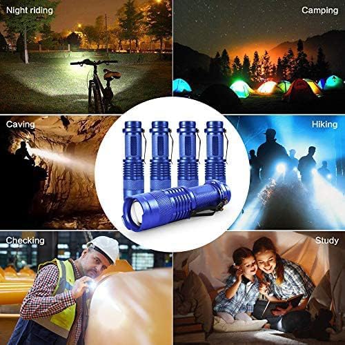 Miniatura 2 de Paquete de 5 mini linternas LED 7W 300LM SK-68 3 modos LED linterna táctica para acampar senderismo emergencia (azul)