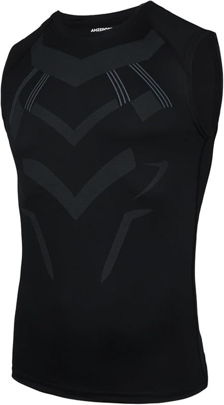 AMZSPORT Canotta Compressione da Uomo Sport Senza Maniche Base Layer Asciugatura Rapida Top