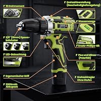 12V klein Akkuschrauber Set, Akku bohrschrauber mit 2 * 2000 mAh Akkus, 3/8" Bohrfutter, 18+1 Drehmoment, Led lichter & 2-Gang, 35 Nm Max. Akku bohrmaschine (Profi-Ausführung) – Ansicht 2