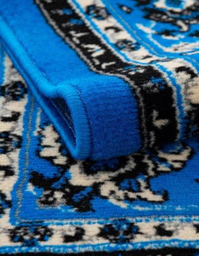 Image of Unique Loom Sialk Hill Collection Area Rug - Washington (2' 2 inch x 8' 2 inch Runner, Dark Blue / Black)