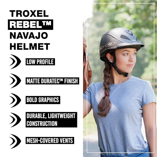 Image of Troxel Rebel Bold Horse Riding Helmet, Low-Profile, Light, Adjustable Design, Safety Horseback Riding Gear, Small (6-5 /8 - 7), Navajo