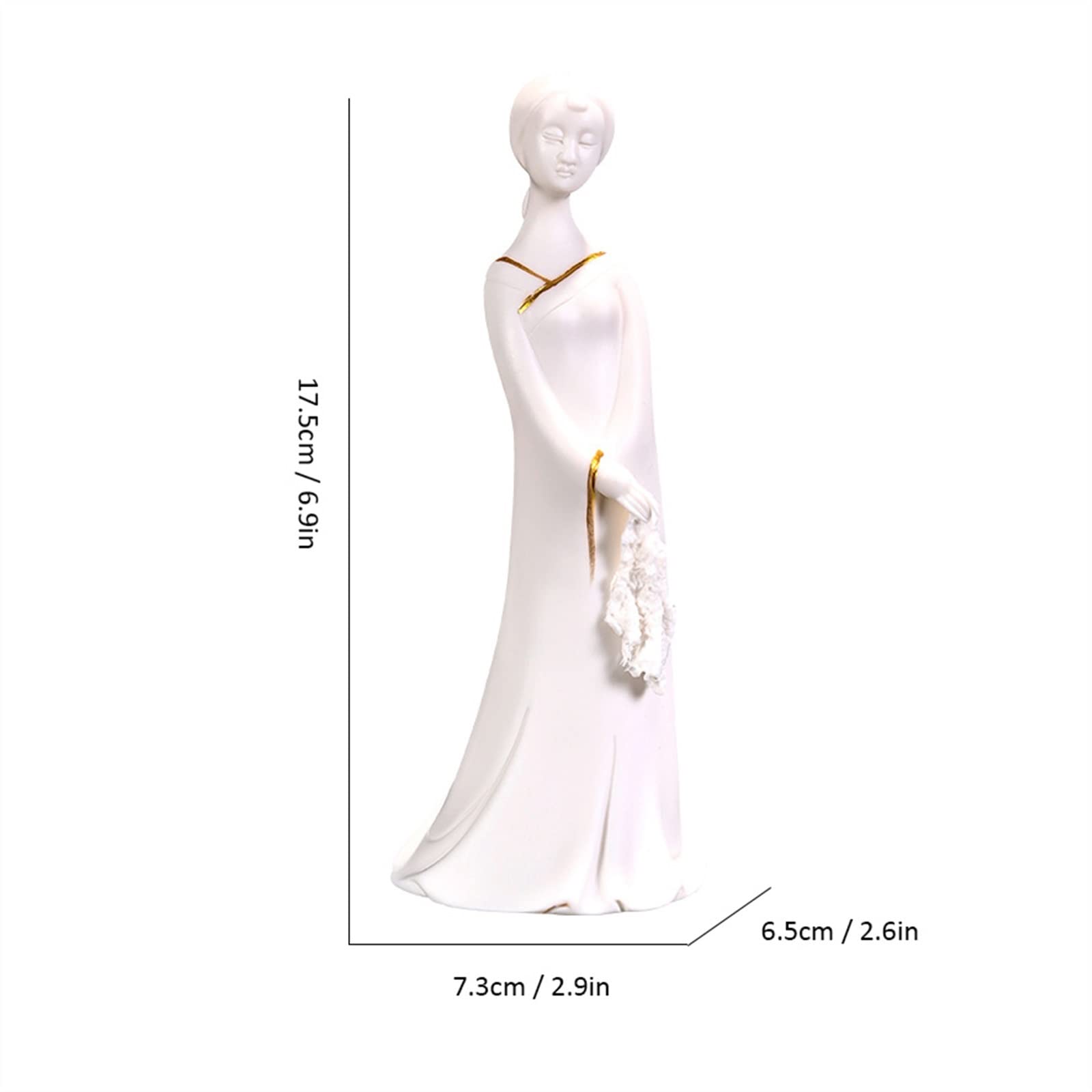 BONAD Figuras de Mesa Figura figurita Ornamento Mujer de pie Porcelana Blanca chapada en Oro Adorno de Mesa Arte clásico Hecho a Mano decoración del hogar Decoraciones de Mesa