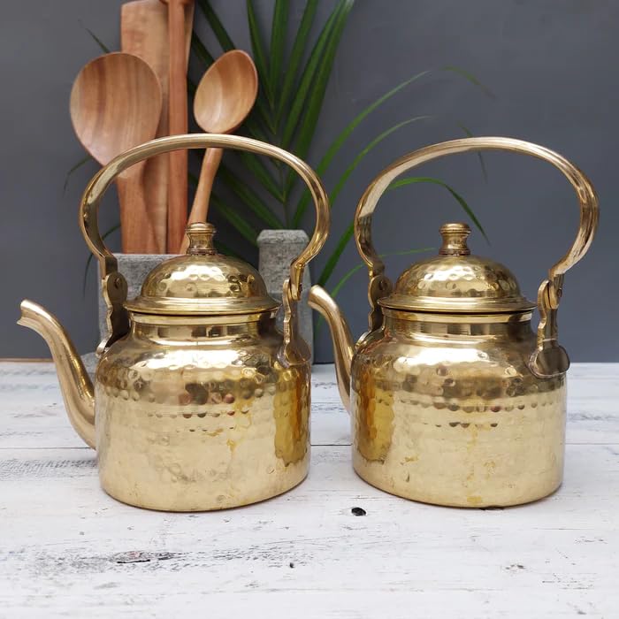 Kansara Bell metal Brass Tea Pot/Ketali/Kettle, 600 ML - for